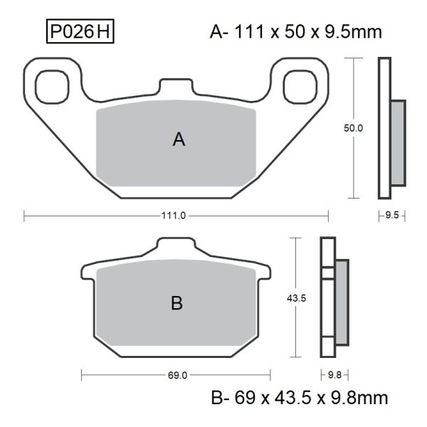 PASTILLAS DE FRENO BAIKOR P026H SINTERIZADAS "HH"