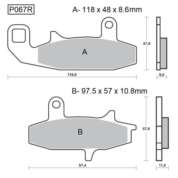 PASTILLAS DE FRENO BAIKOR P067R SINTERIZADAS OFF-ROAD Y QUADS