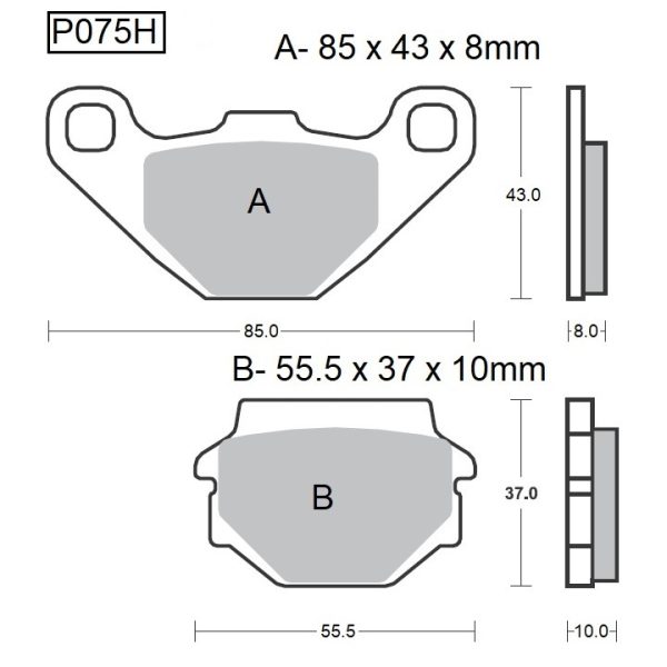 PASTILLAS DE FRENO BAIKOR P075H SINTERIZADAS "HH"