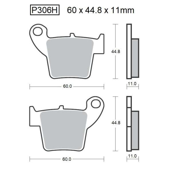 PASTILLAS DE FRENO BAIKOR P306H SINTERIZADAS "HH"