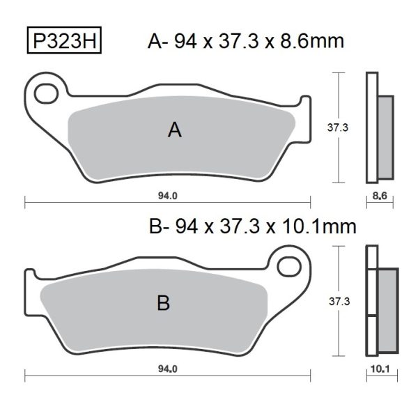 PASTILLAS DE FRENO BAIKOR P323H SINTERIZADAS "HH"