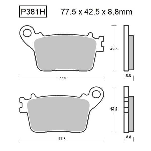 PASTILLAS DE FRENO BAIKOR P381H SINTERIZADAS "HH"