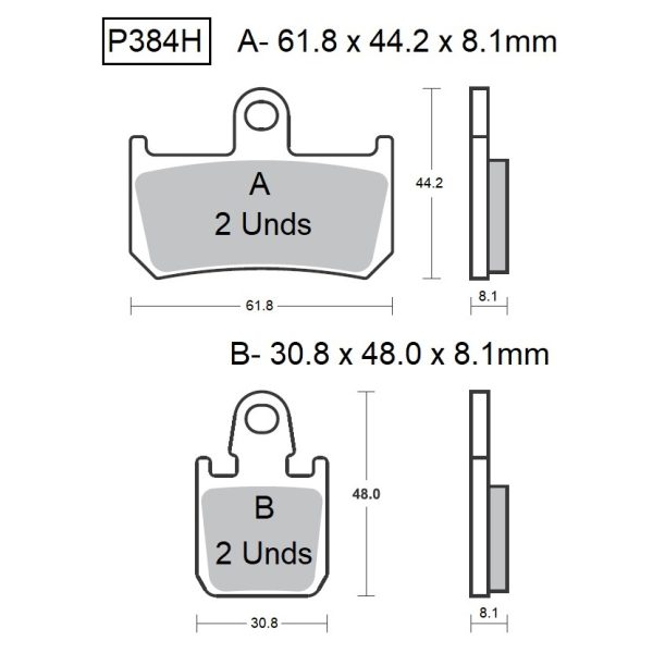 PASTILLAS DE FRENO BAIKOR P384H SINTERIZADAS "HH"