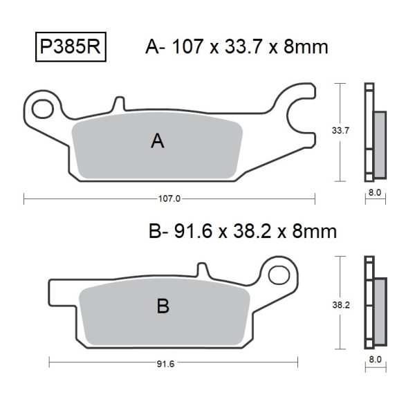 PASTILLAS DE FRENO BAIKOR P385R SINTERIZADAS OFF-ROAD Y QUADS