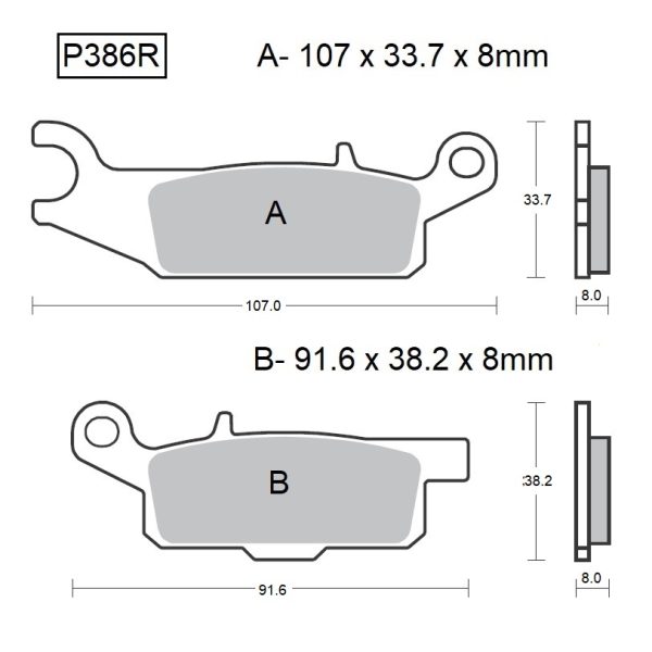 PASTILLAS DE FRENO BAIKOR P386R SINTERIZADAS OFF-ROAD Y QUADS