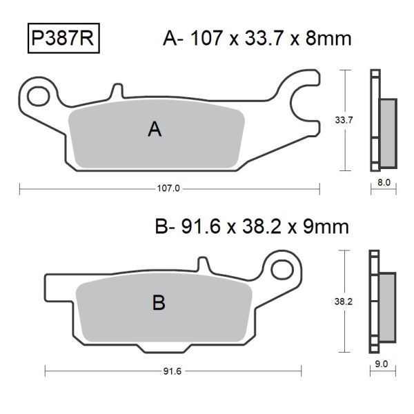 PASTILLAS DE FRENO BAIKOR P387R SINTERIZADAS OFF-ROAD Y QUADS