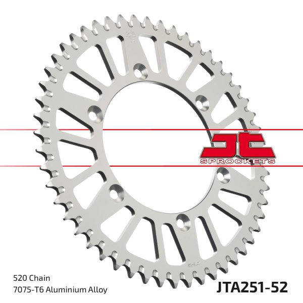 Corona Moto JTA251 52 dientes Aluminio Ergal